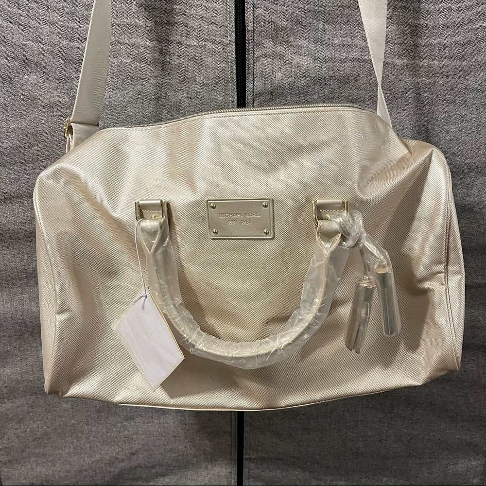 Michael Kors gold champagne glitter duffel bag